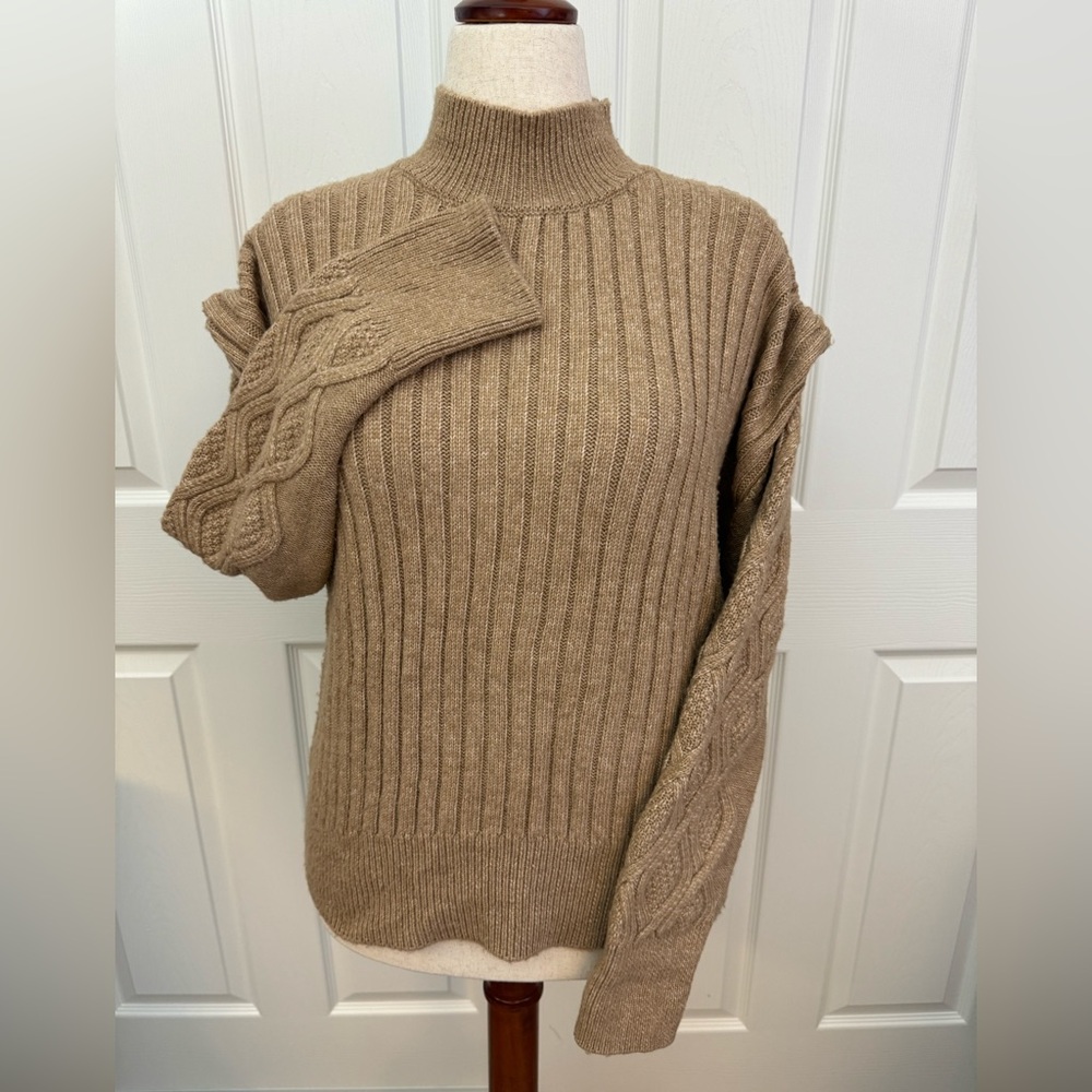 Women's Ribbed Knit Sweater - Tan XL